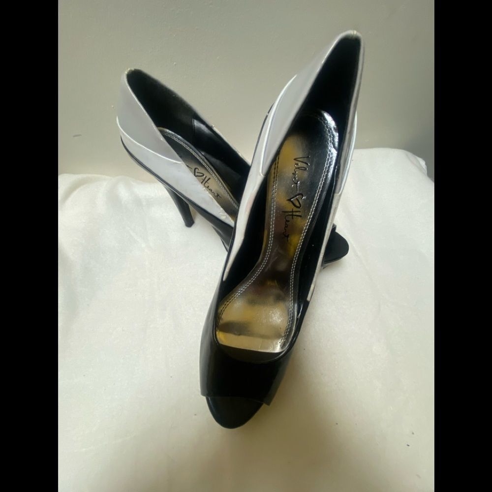 Velvet Black & White  Platform Heels